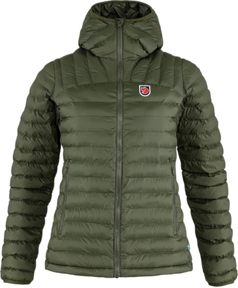 Front view of the Women's Eco-Friendly Insulated Hoodie showcasing its snug fit and stylish design.