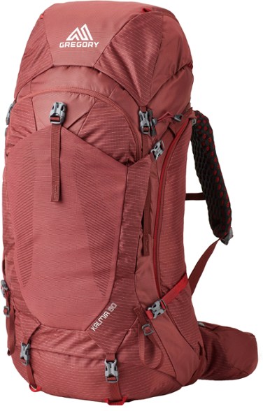 Gregory Kalmia 60 women's hiking backpack, showing the suspended mesh back panel and adjustable straps.