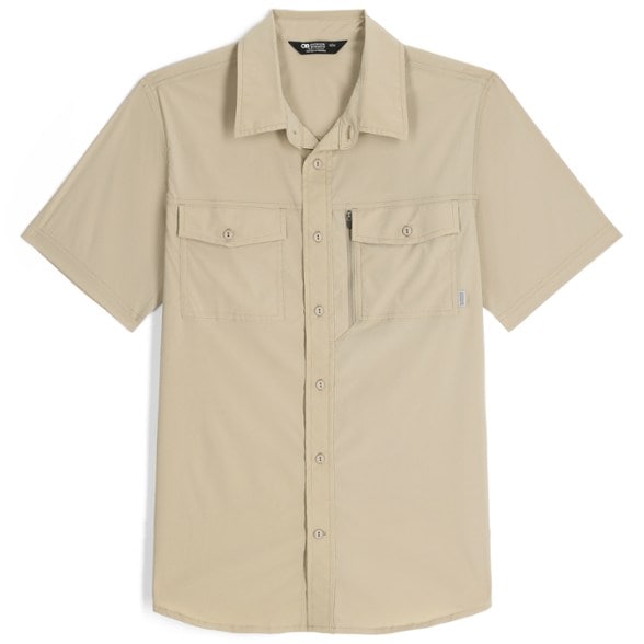 Trailblazer Men's Performance Shirt showcasing breathable fabric and sun protection in outdoor setting.