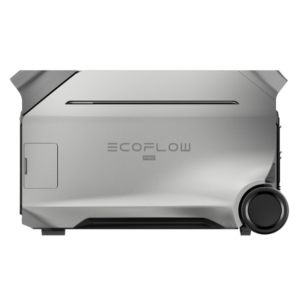 EcoFlow DELTA Pro 3 portable power station for camping use, showcasing its ergonomic handle and wheels.