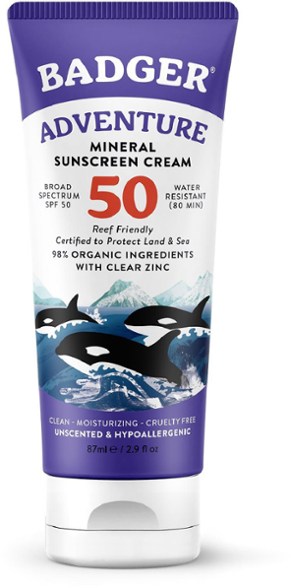AdventureGuard SPF 50 mineral sunscreen cream tube with water resistant formula for sports