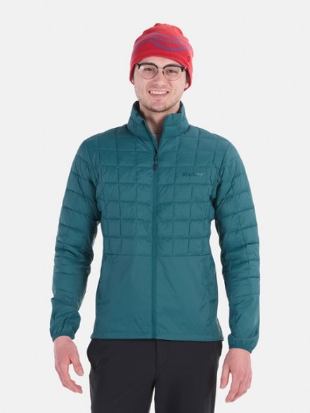Front view of Echo featherless jacket showcasing lightweight insulated design for men