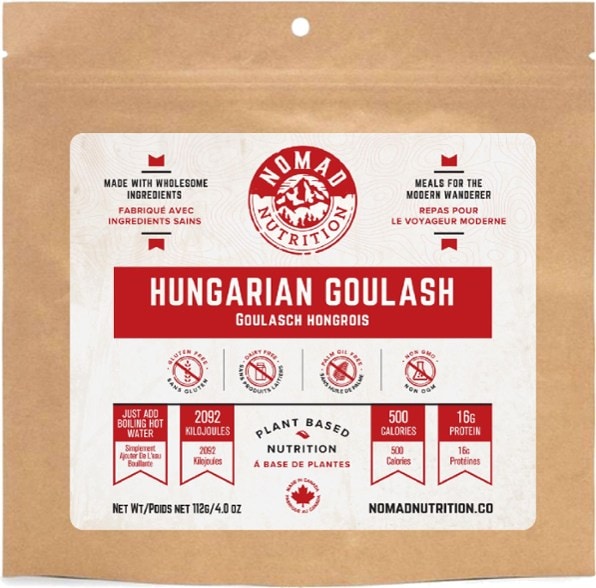 Vegan goulash meal preparation with boiling water