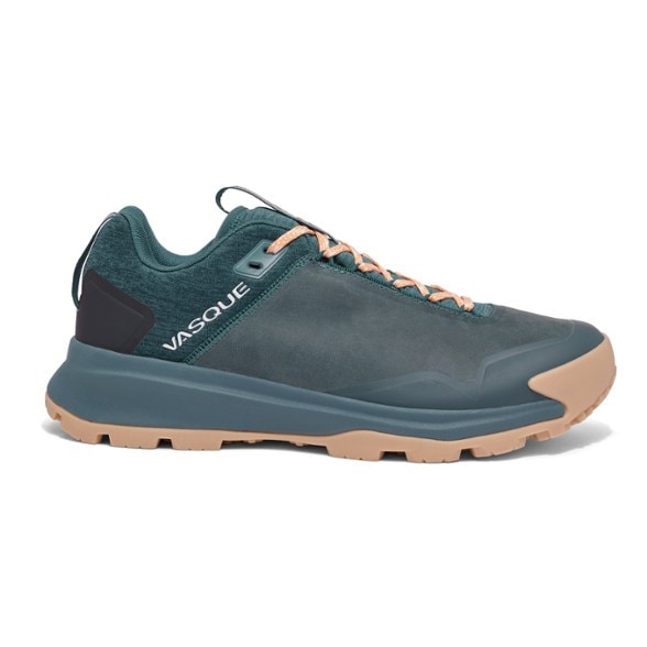 Side view of women's trail shoes with durable waterproof design and reflective detailing
