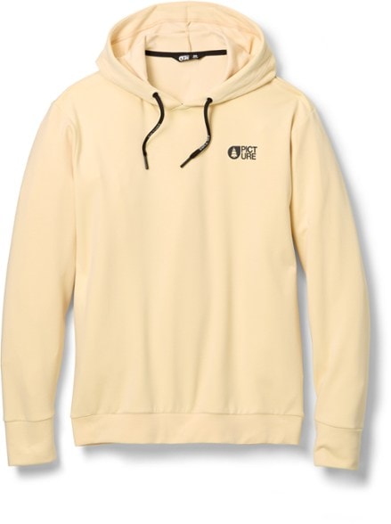 Flack Tech Fleece Hoodie on a model hiking in the mountains.