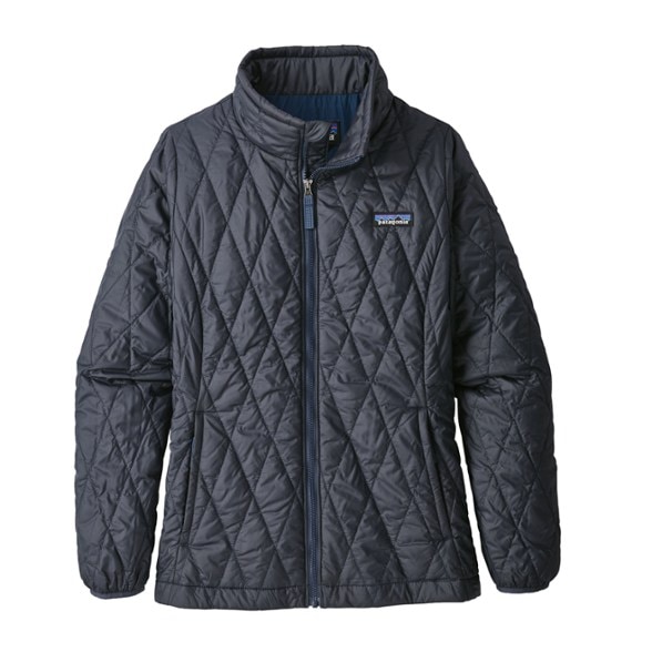 Patagonia Nano Puff jacket for girls, side view in snowy landscape.