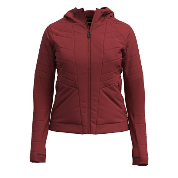 Smartloft women's insulated jacket showcasing the adjustable hood and water-repellent finish.