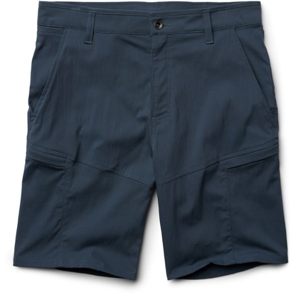 Front view of TrailPro Apex cargo shorts showcasing multiple secure pockets ideal for hiking and camping