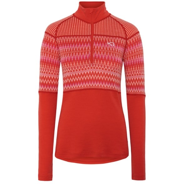 Silja women's half-zip thermal top showcasing its merino wool texture and Nordic design.