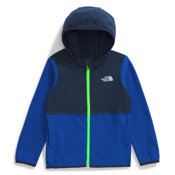 Eco-friendly fleece hoodie for kids, front view in a natural setting.