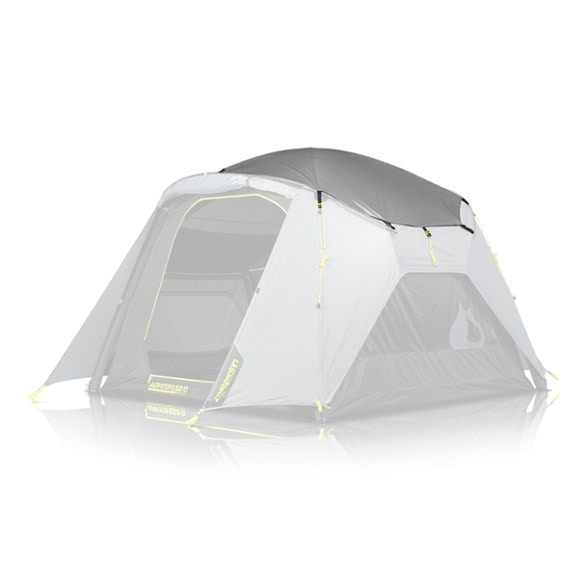 Aerospeed 4 Tent UV Shield in use at a sunny campsite, showcasing its reflective surface.
