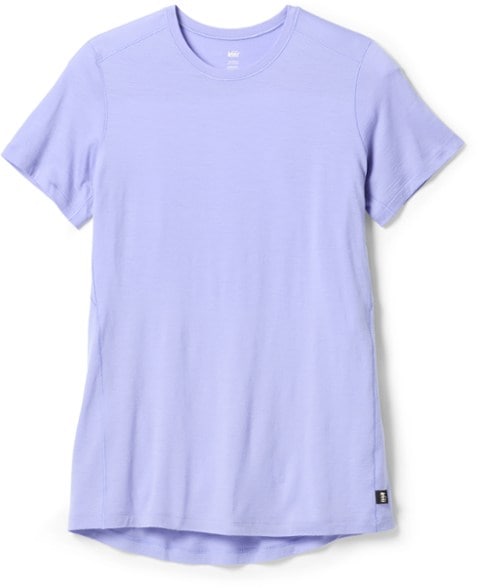 Front view of the UltraSoft women's merino wool base layer top, showcasing its lightweight fabric.
