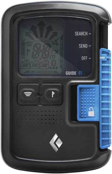 Close-up of Bluetooth avalanche beacon for easy handling