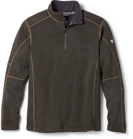 Front view of the Elevate Men's Performance Fleece Quarter-Zip Sweater showcasing its zipper and soft texture.
