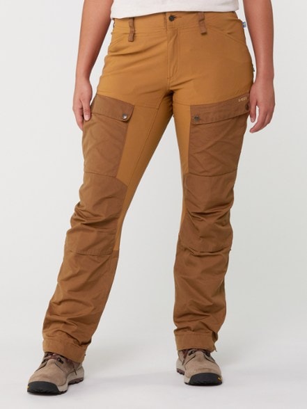 Fjallraven Keb Curvy Women's Hiking Trousers from the side, highlighting the bootcut design.