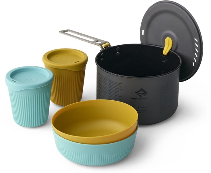 Frontier Ultralight Cookset displayed outdoors with camping gear