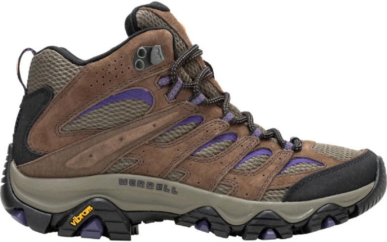 Side profile of the women's Moab 3 TrailGuard boot showcasing breathable mesh and supportive pigskin suede build.