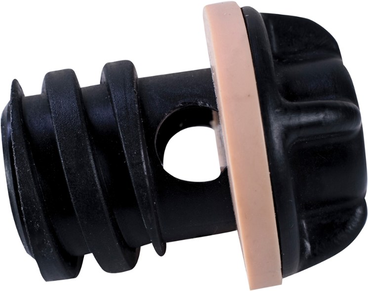 Close-up of the YETI accessories vortex drain plug installed on a Tundra cooler