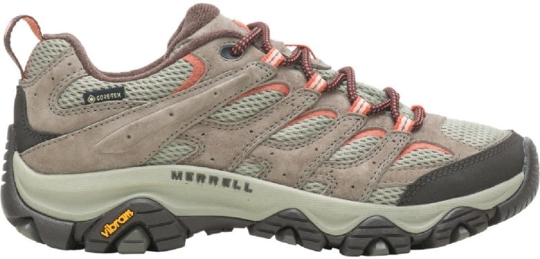 Side view of Merrell Moab 3 Women's GORE-TEX Hiking Shoes showcasing the sturdy design and breathable material.