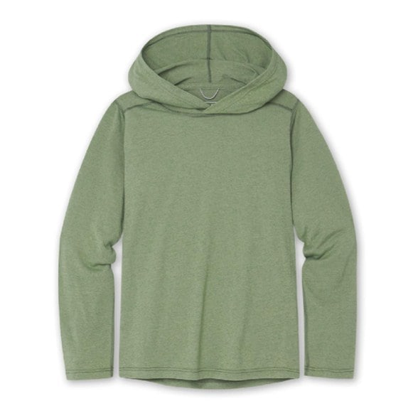 Stio Active Kids' Lightweight Hoodie showcasing its relaxed hood and vibrant colors during a hiking trip.