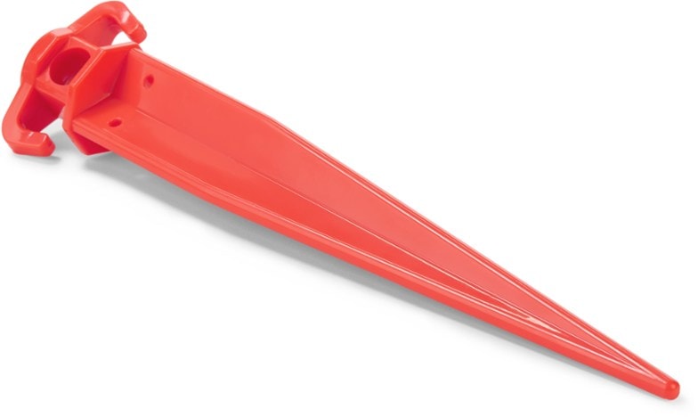 Close-up of the heavy-duty camping ground spike showing its durable design.