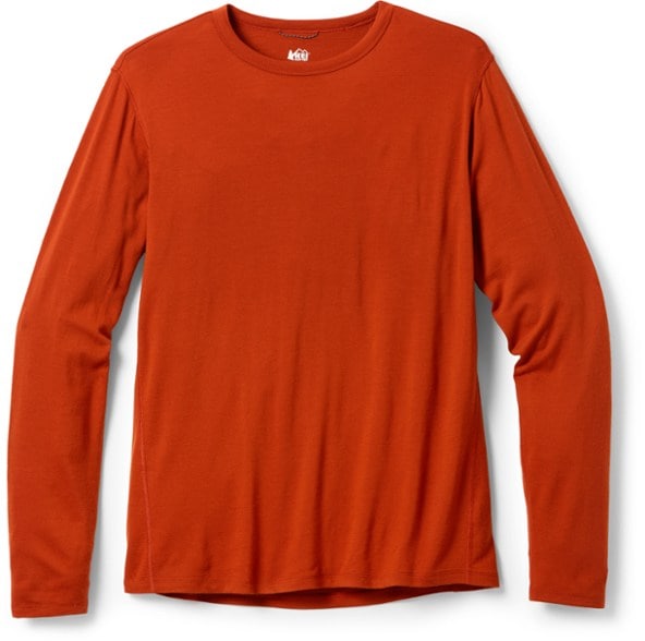 Front view of men's long sleeve base layer shirt shown in black color