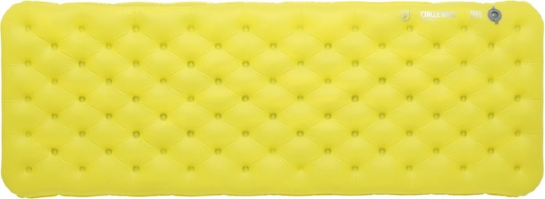 EcoComfort Insulated Sleeping Pad in a camping setup, highlighting its soft cover and insulation features.
