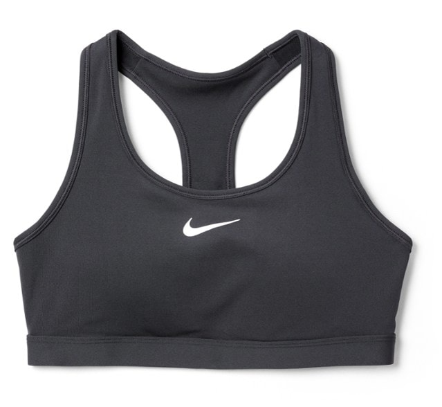 Front view of Nike Swoosh Adaptive Medium Support Bra highlighting its sleek design and fit.
