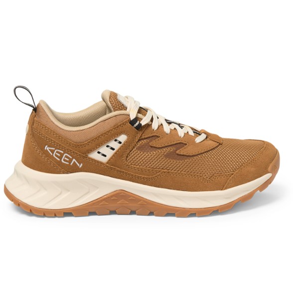 KEEN Women's Hightrail hiking shoes in action on a rocky trail with a focus on durability and traction.