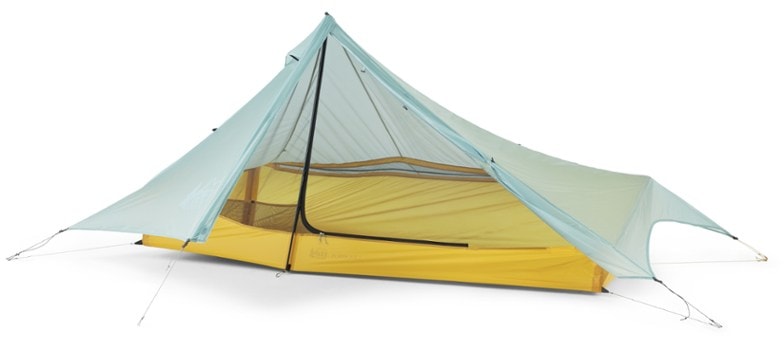 Flash Air 1 tent pitched in the woods, showcasing its spacious interior.