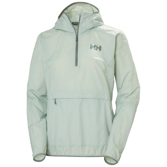 Front view of Helly Hansen Women's Roam Lightweight Anorak on a hiking trail.