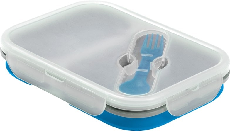 Alpine Mountain Gear meal prep kit with collapsible container and spoon, perfect for outdoor use.