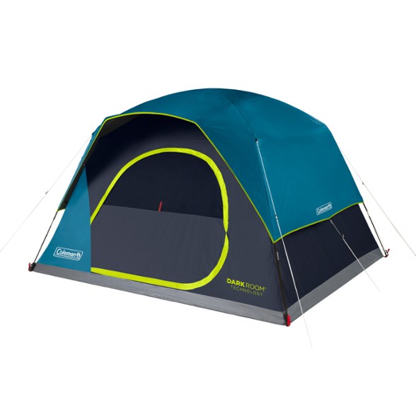 Interior view of Coleman 6-Person tent showing storage pockets and wide door for easy access.