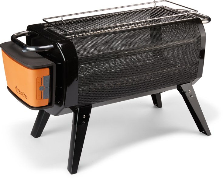 Front view of the BioLite Smokeless FirePit+ highlighting the flame and air jets.