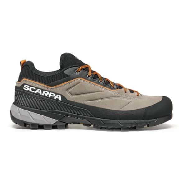 Men's Rapid XT Vibram approach shoes from the side, showcasing the durable suede upper and Vibram outsole.