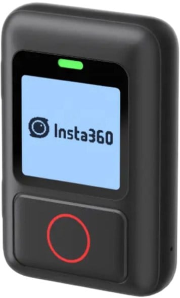 Insta360 GPS remote for action cameras, showing waterproof design and buttons.
