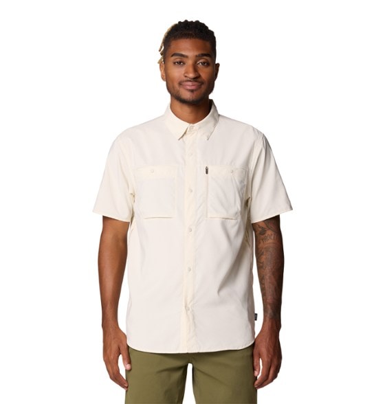 Close-up view of the Trailblazer UPF 50 Men's Hiking Shirt showcasing its lightweight ripstop fabric.