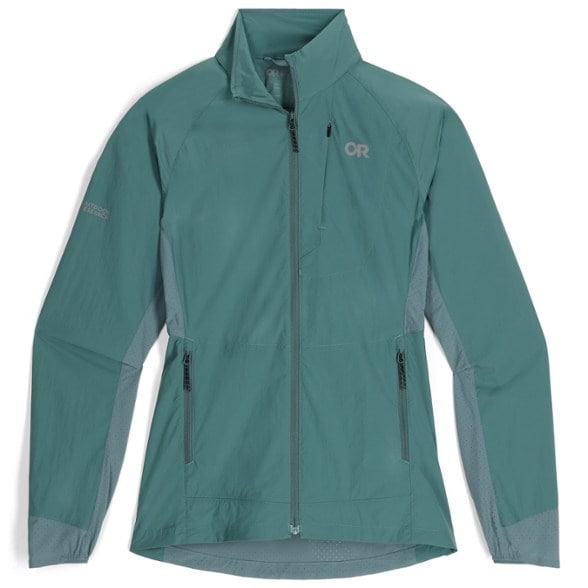 BreezeGuard wind jacket front view, showcasing the breathable fabric and design.