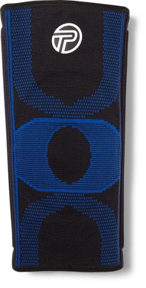 Front view of knee brace showing gel patella insert and compression fit