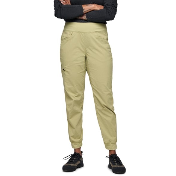 Front view of Adventure Ready women's jogger pants, perfect for climbing.