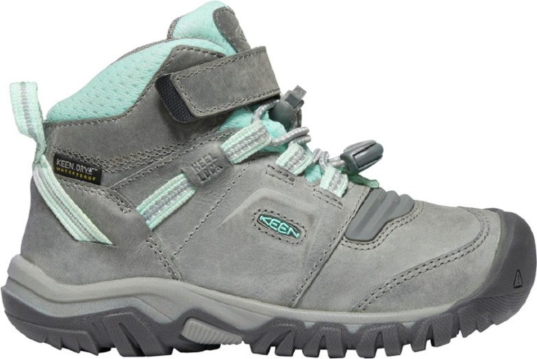 Side view of KEEN Ridge Flex Kids Waterproof Hiking Boots showcasing the flexible design.
