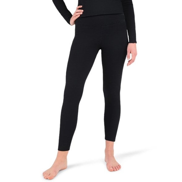 Close-up of women's thermal leggings showcasing merino wool texture.