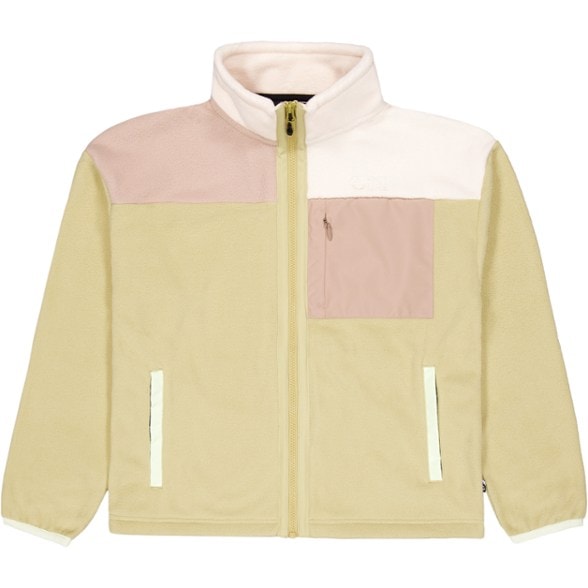 Front view of the Arcca women's fleece jacket showcasing its high collar and zipper pocket.