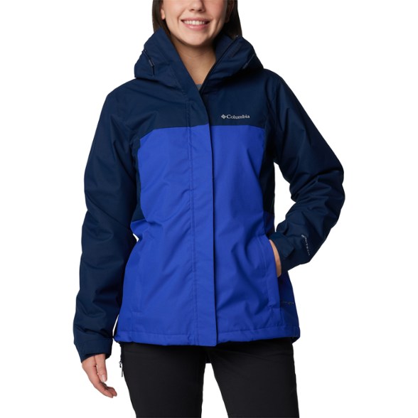 Columbia Hikebound II jacket showcasing waterproof technology in a forest setting.