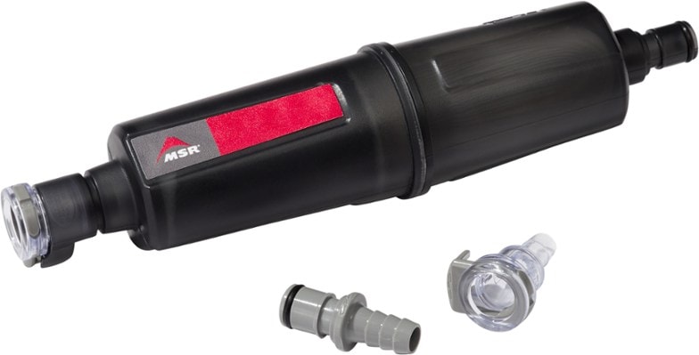 Thru-Link Pro microfilter hydration system attached to a hiking backpack reservoir