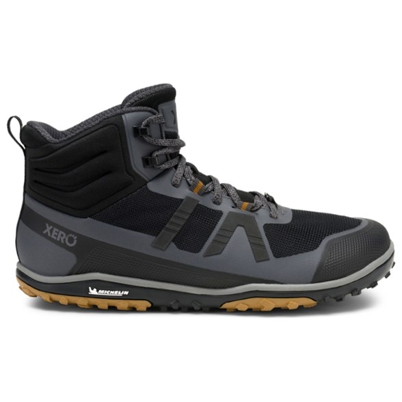 Close-up of the Xero Shoes Scrambler II Mid hiking boots highlighting the breathable mesh upper.