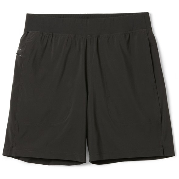Close-up of men's athletic shorts waistband and drawstring, showing secure fit and breathability