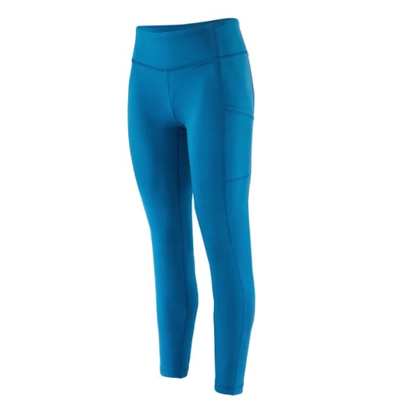Front view of versatile women's running tights with pockets, showcasing stretch and comfort.