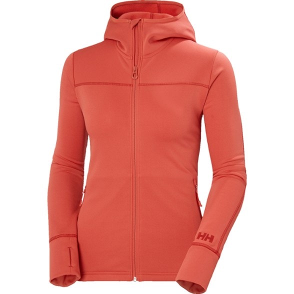 Helly Hansen women's lightweight fleece hoodie showcasing the soft brushed interior for comfort.