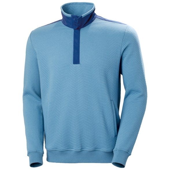 Close-up of the Lillo Adventure Snap Sweater showing the high collar and snaps.